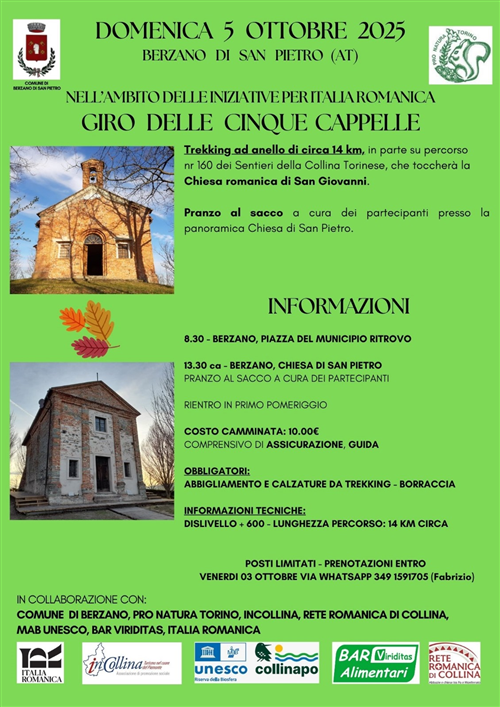 Giro delle cinque Cappelle, nell'ambito delle iniziative per Italia romanica - 05/10/2025
