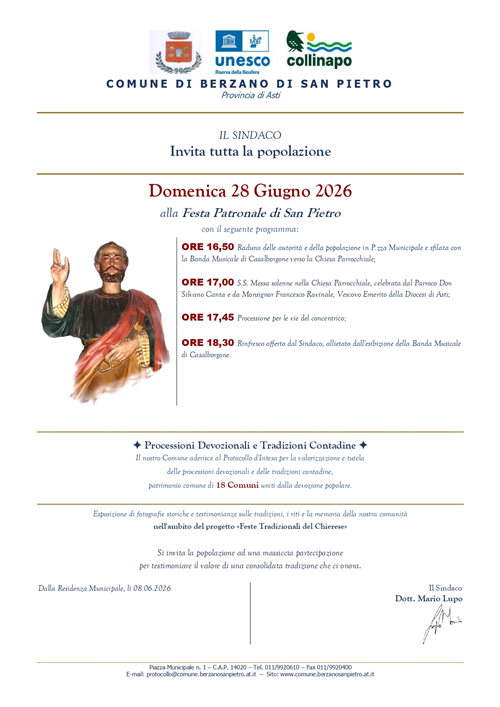 Festa patronale di San Pietro, domenica 28 Giugno